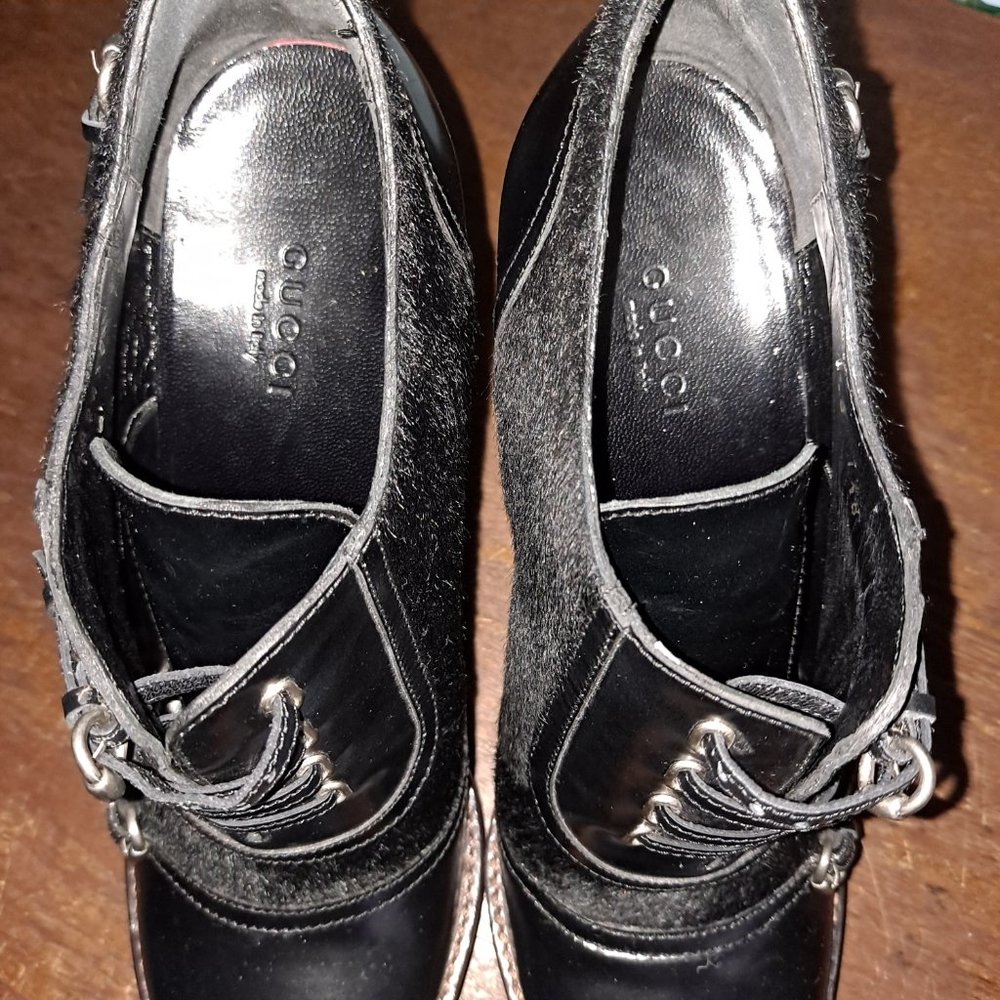 Gucci Leather and Pony Hair Booties Shoes - Picture 5 of 11